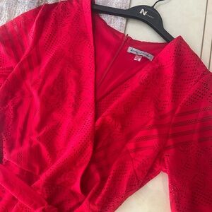 Danny & Nicole Vibrant Red Lace Dress